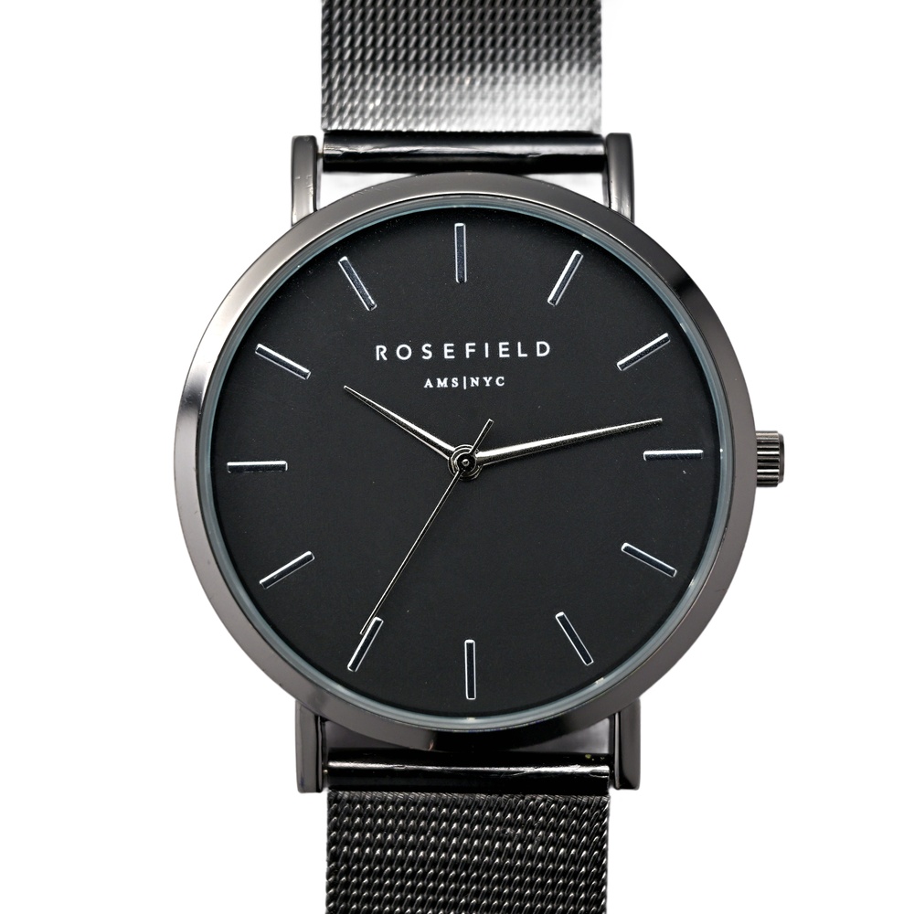Rosefield Wrist Watch NYC Black Dial 41mm Steel Mesh Bracelet